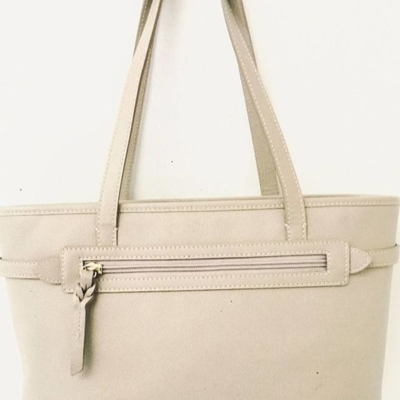 Dooney & Bourke Taupe Crossgrain Leather Tote Bag - Picture 2 of 9